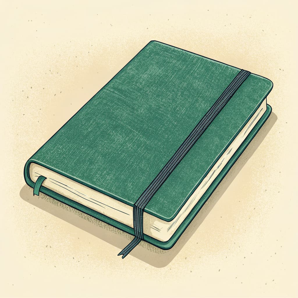 Editorial illustration of the bound Pulse Report — a forest-green hardcover journal that contains the customer intelligence built from your reviews.